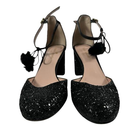 Kate Spade Abigail Glitter Pumps Pom Pom Block Heel Party Shoe Wmn Sz 6.5 - Picture 14 of 16
